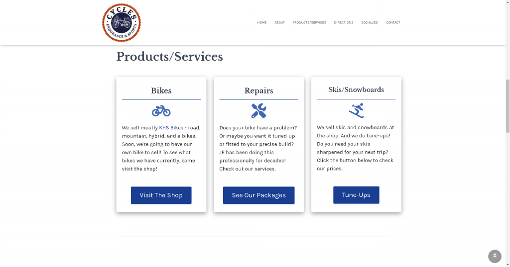 Noah Rousell Website Project - Cycles Endurance & Sports